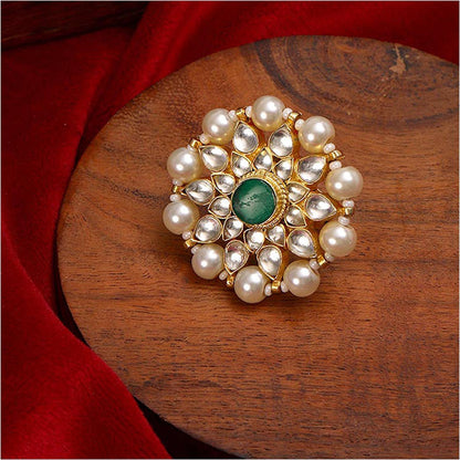 Ruby Raang Studio Oversized Round Cocktail Kundan Ring