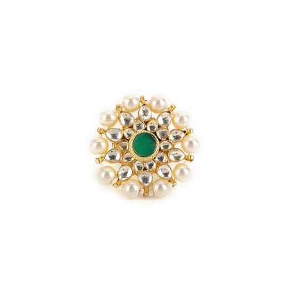 Ruby Raang Studio Oversized Round Cocktail Kundan Ring