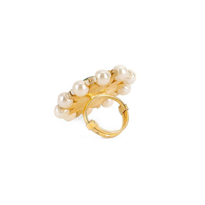 Ruby Raang Studio Oversized Round Cocktail Kundan Ring