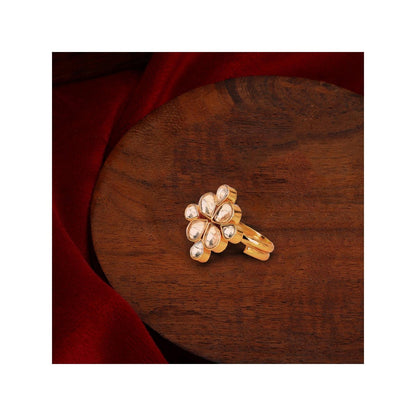 Ruby Raang Studio White Kundan Cocktail Ring