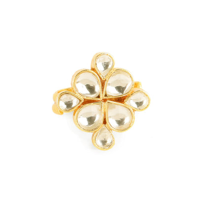Ruby Raang Studio White Kundan Cocktail Ring