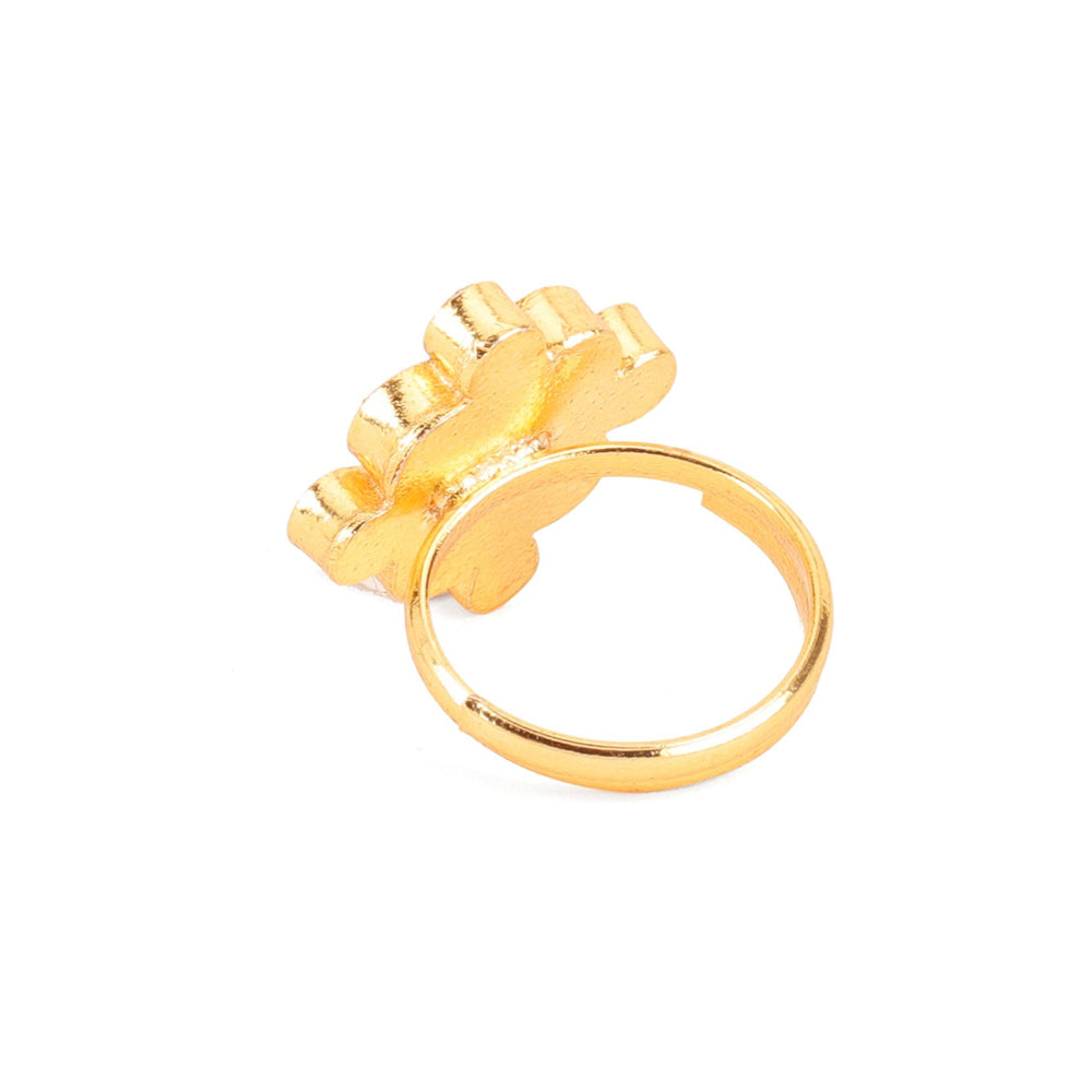Ruby Raang Studio White Kundan Cocktail Ring