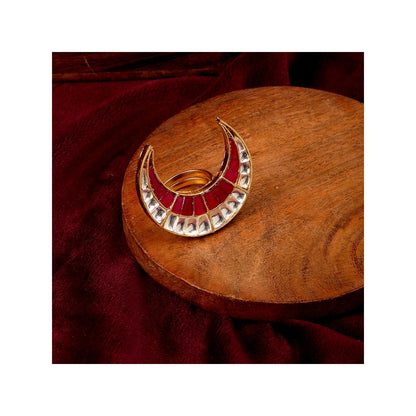 Ruby Raang Studio Half Moon Kundan Ring