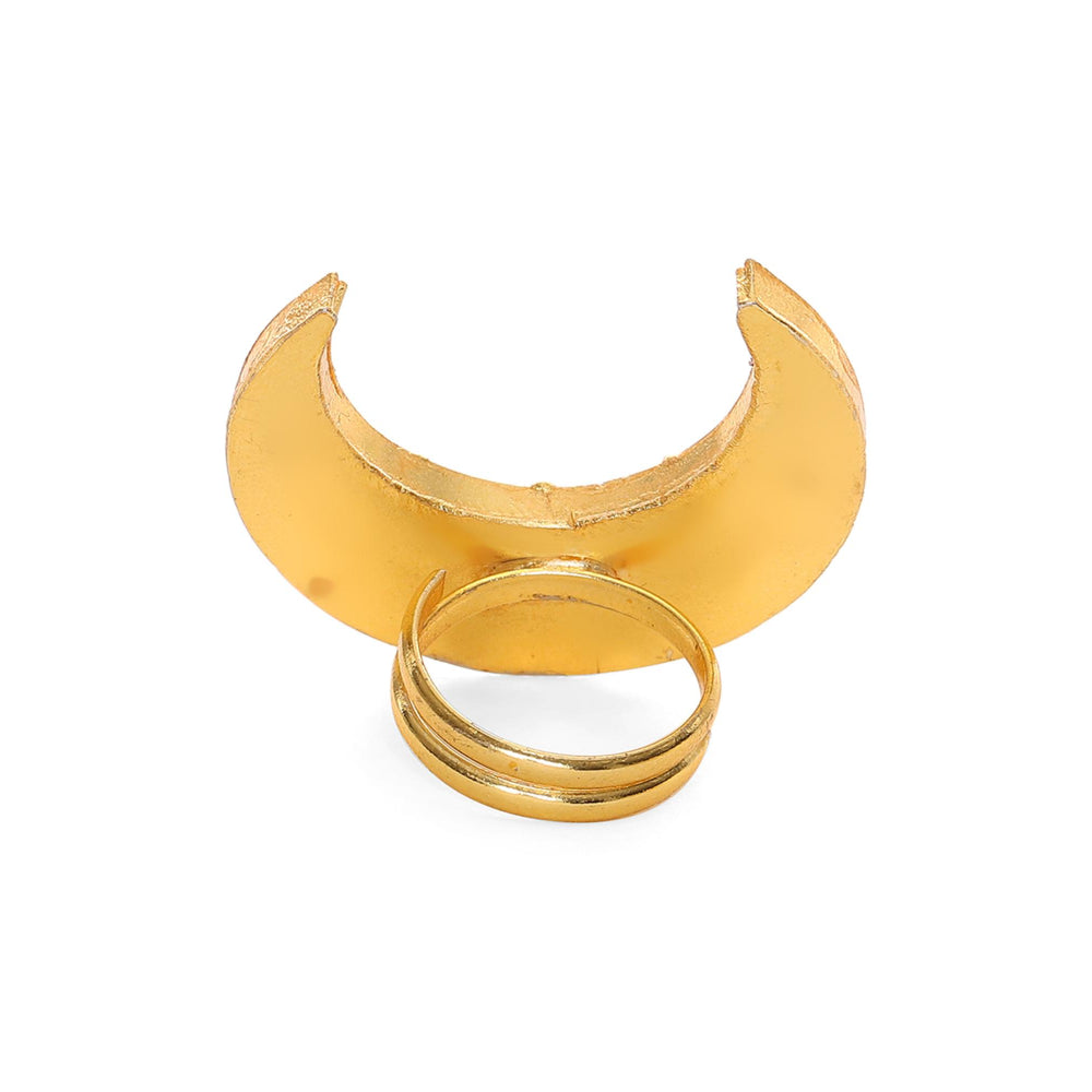Ruby Raang Studio Half Moon Kundan Ring