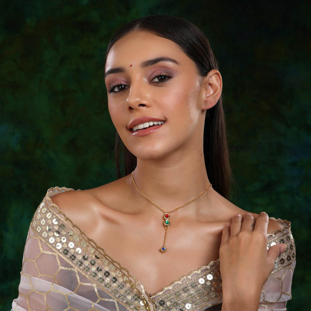 Ruby Raang Studio Multi Meenakari Kundan Necklace