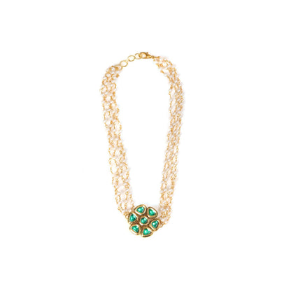 Ruby Raang Studio Meenakari Kundan Choker Necklace In Pearl Strings