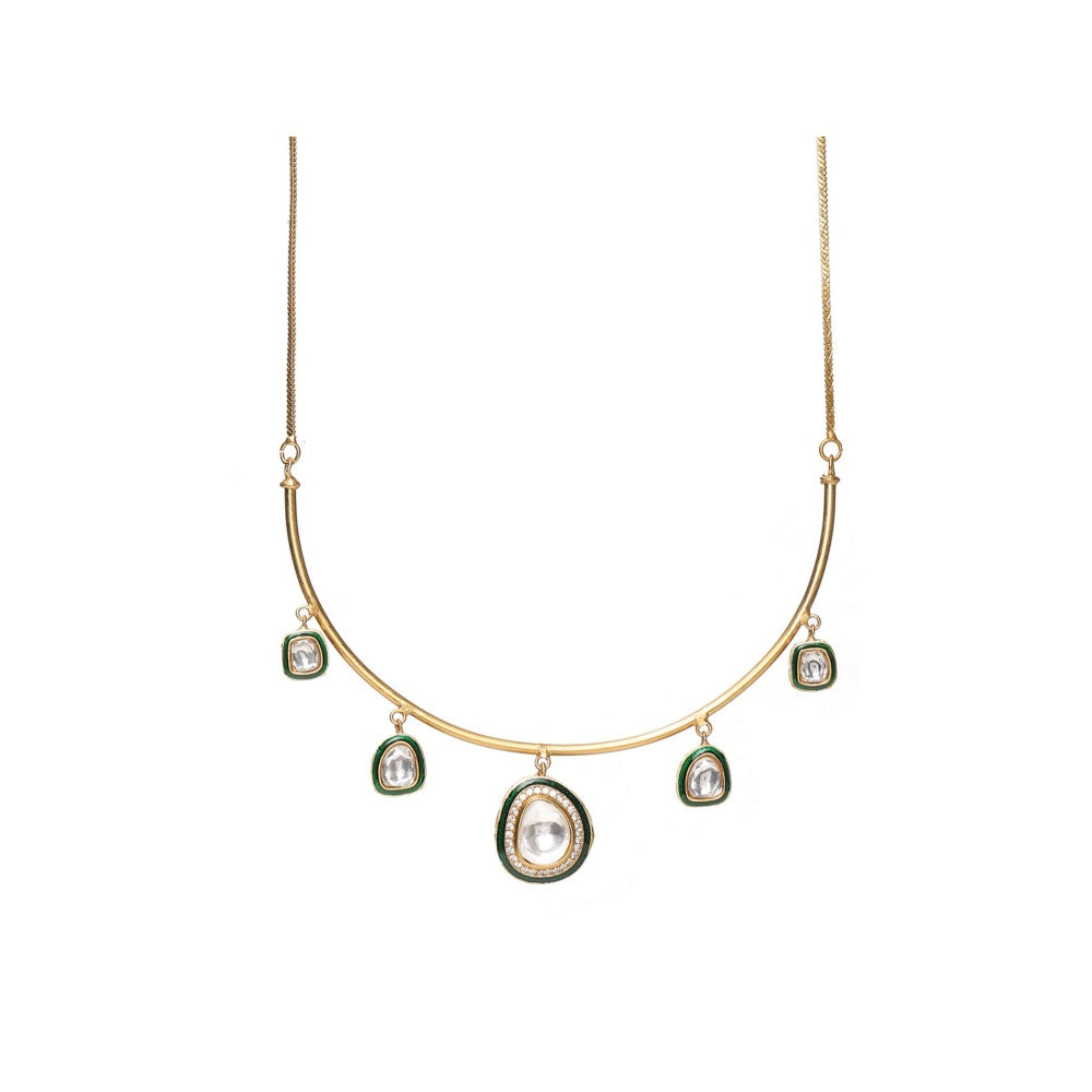 Ruby Raang Studio Kundan Meenakari Hasli Neckpiece with Studs