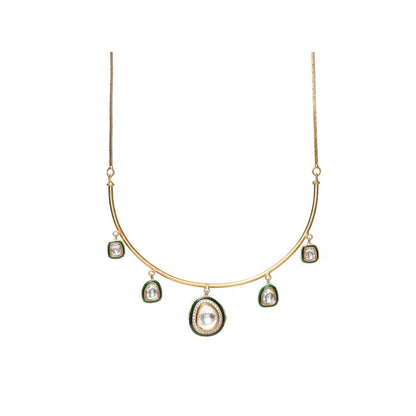 Ruby Raang Studio Kundan Meenakari Hasli Neckpiece with Studs