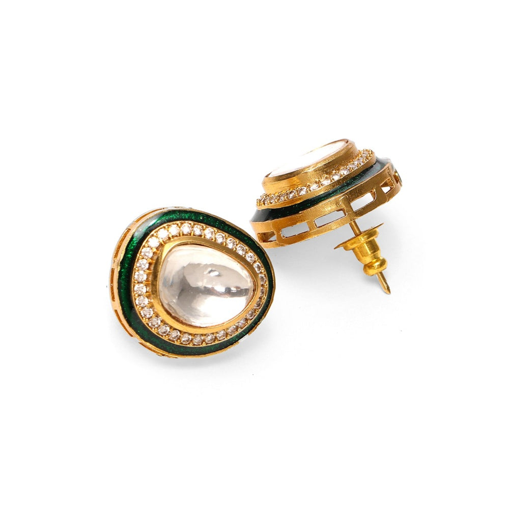 Ruby Raang Studio Kundan Meenakari Hasli Neckpiece with Studs