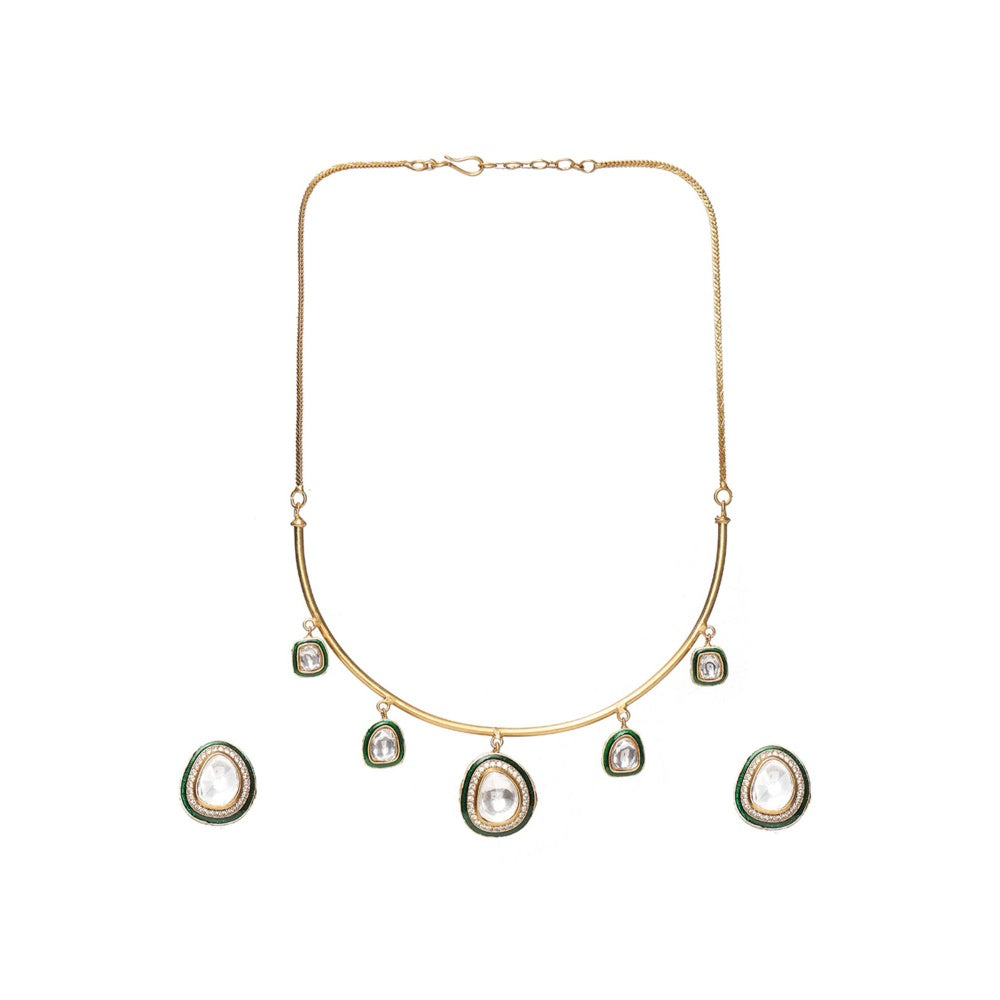 Ruby Raang Studio Kundan Meenakari Hasli Neckpiece with Studs