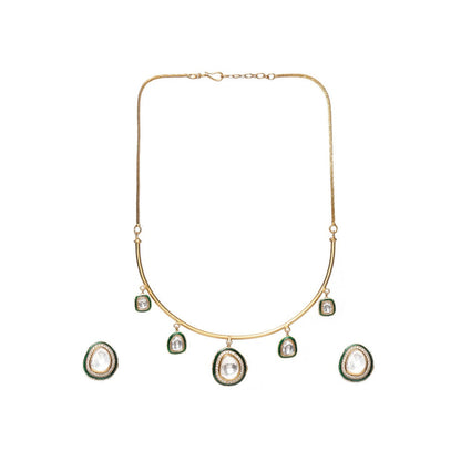 Ruby Raang Studio Kundan Meenakari Hasli Neckpiece with Studs