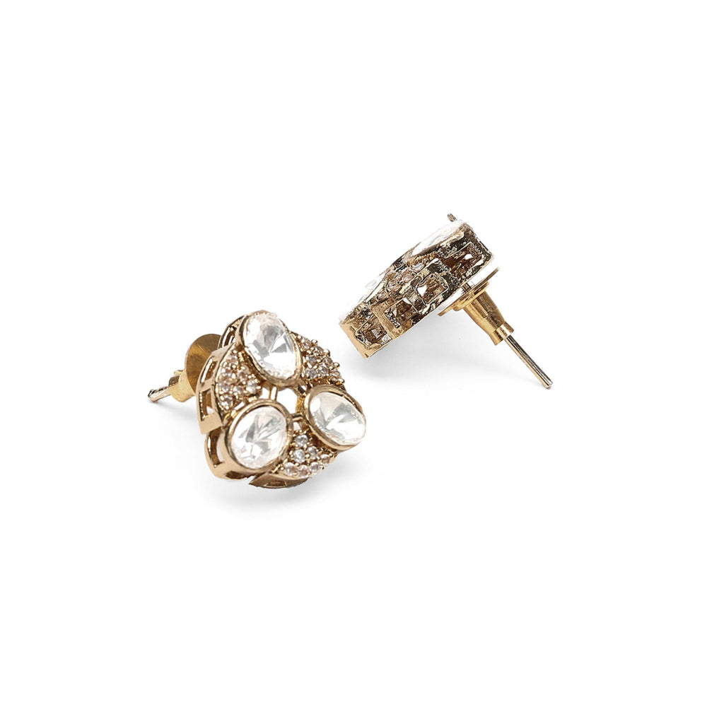 Ruby Raang Studio Golden Kundan and Moissanite Hasli Choker with Studs