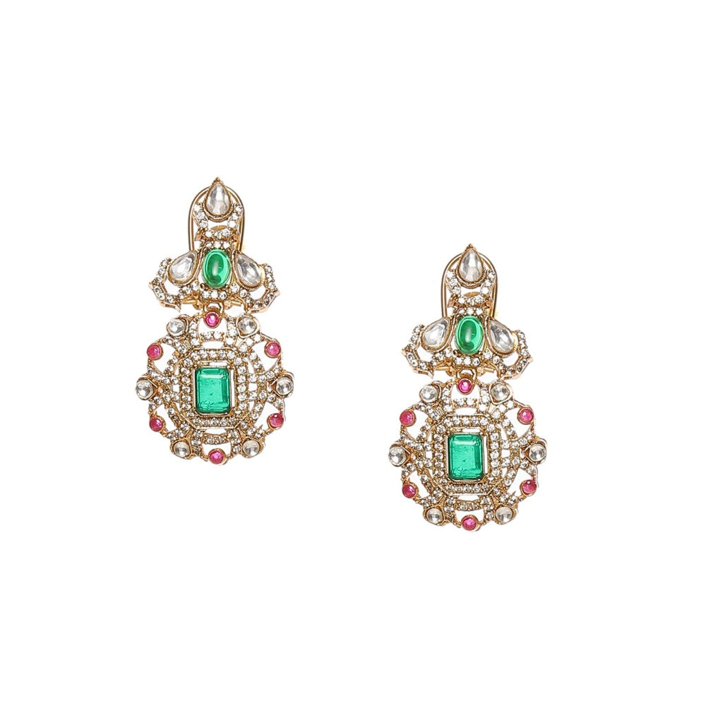 Ruby Raang Studio Multi-Color Kundan and Stone Choker with Earrings