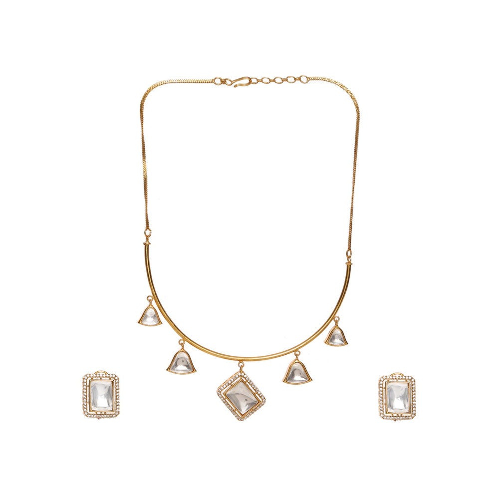 Ruby Raang Studio Square Kundan Hasli Neckpiece with Studs