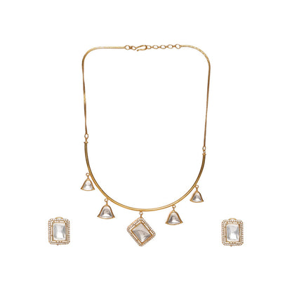 Ruby Raang Studio Square Kundan Hasli Neckpiece with Studs