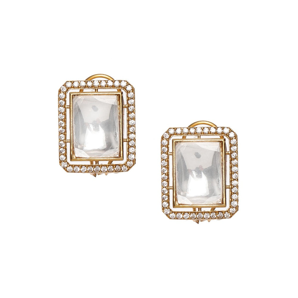 Ruby Raang Studio Square Kundan Hasli Neckpiece with Studs