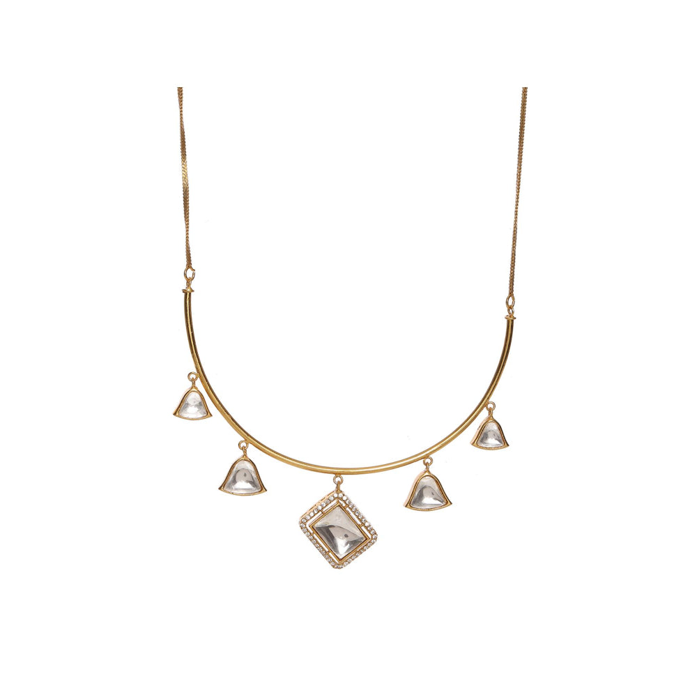 Ruby Raang Studio Square Kundan Hasli Neckpiece with Studs