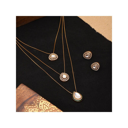 Ruby Raang Studio Layered Kundan Neckpiece with Matching Studs