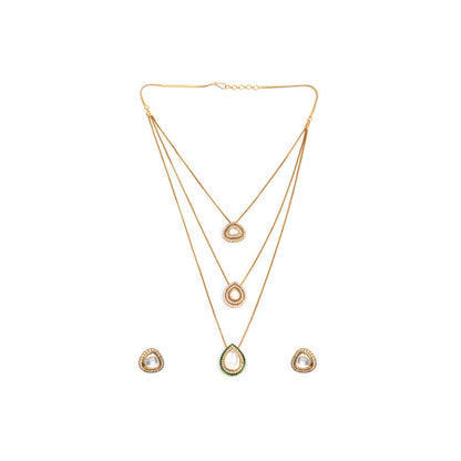 Ruby Raang Studio Layered Kundan Neckpiece with Matching Studs