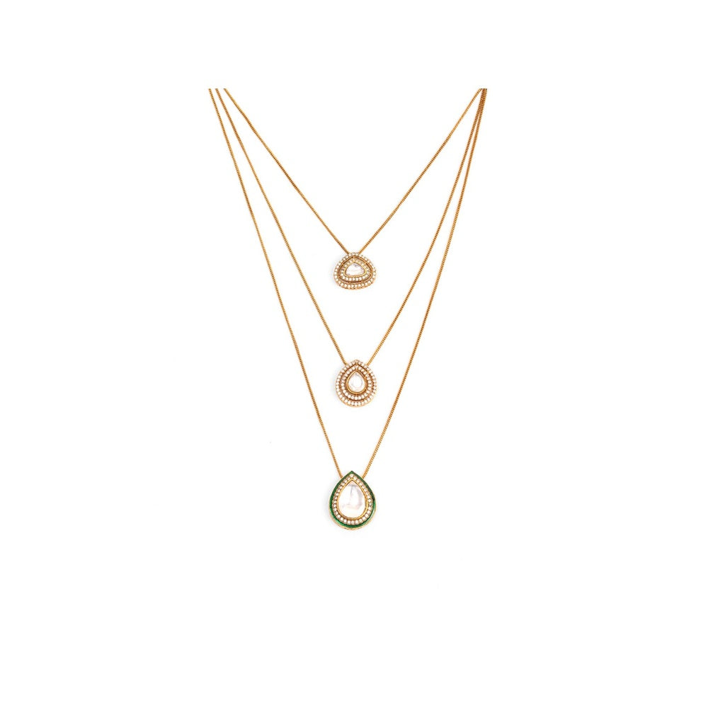 Ruby Raang Studio Layered Kundan Neckpiece with Matching Studs