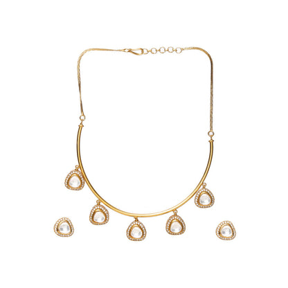 Ruby Raang Studio Hasli with Kundan and Moissanite Necklace and Matching Studs