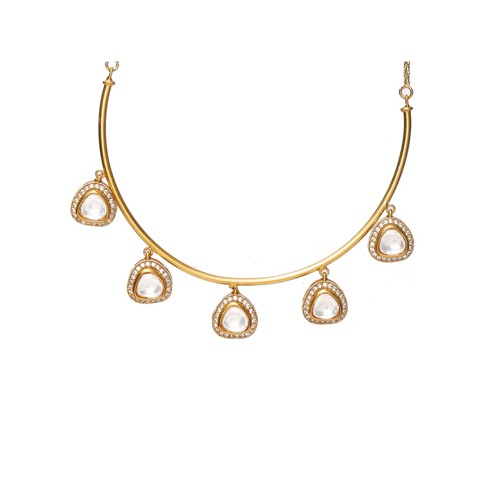 Ruby Raang Studio Hasli with Kundan and Moissanite Necklace and Matching Studs