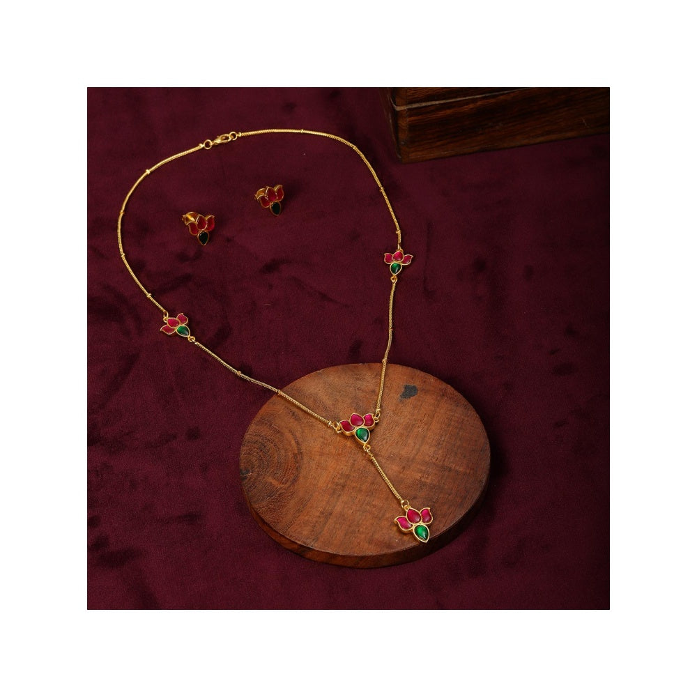 Ruby Raang Studio Handcrafted Patchi Kundan Necklace with Studs