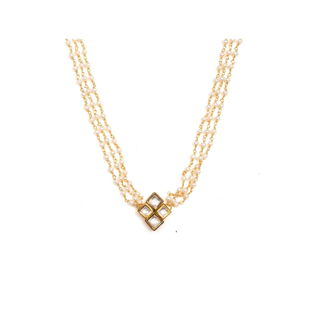 Ruby Raang Studio Kundan In Pearl String Necklace with Matching Studs