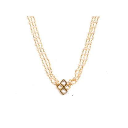 Ruby Raang Studio Kundan In Pearl String Necklace with Matching Studs