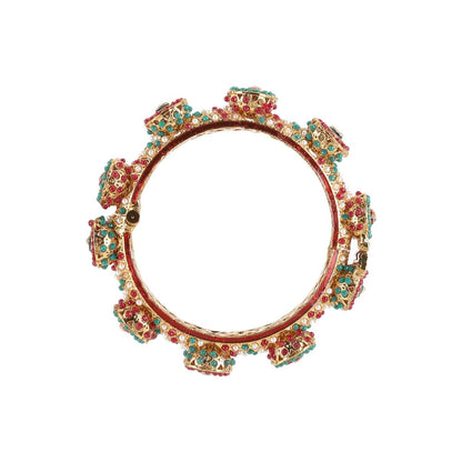 Ruby Raang Studio Handcrafted Heavy Bangles Green and Red (Set of 2)