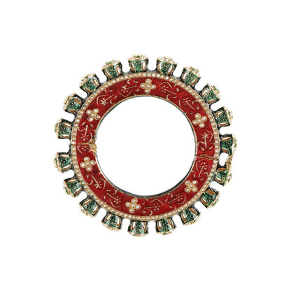 Ruby Raang Studio Handcrafted Heavy Bangles Green and Red, Gold (Set of 2)