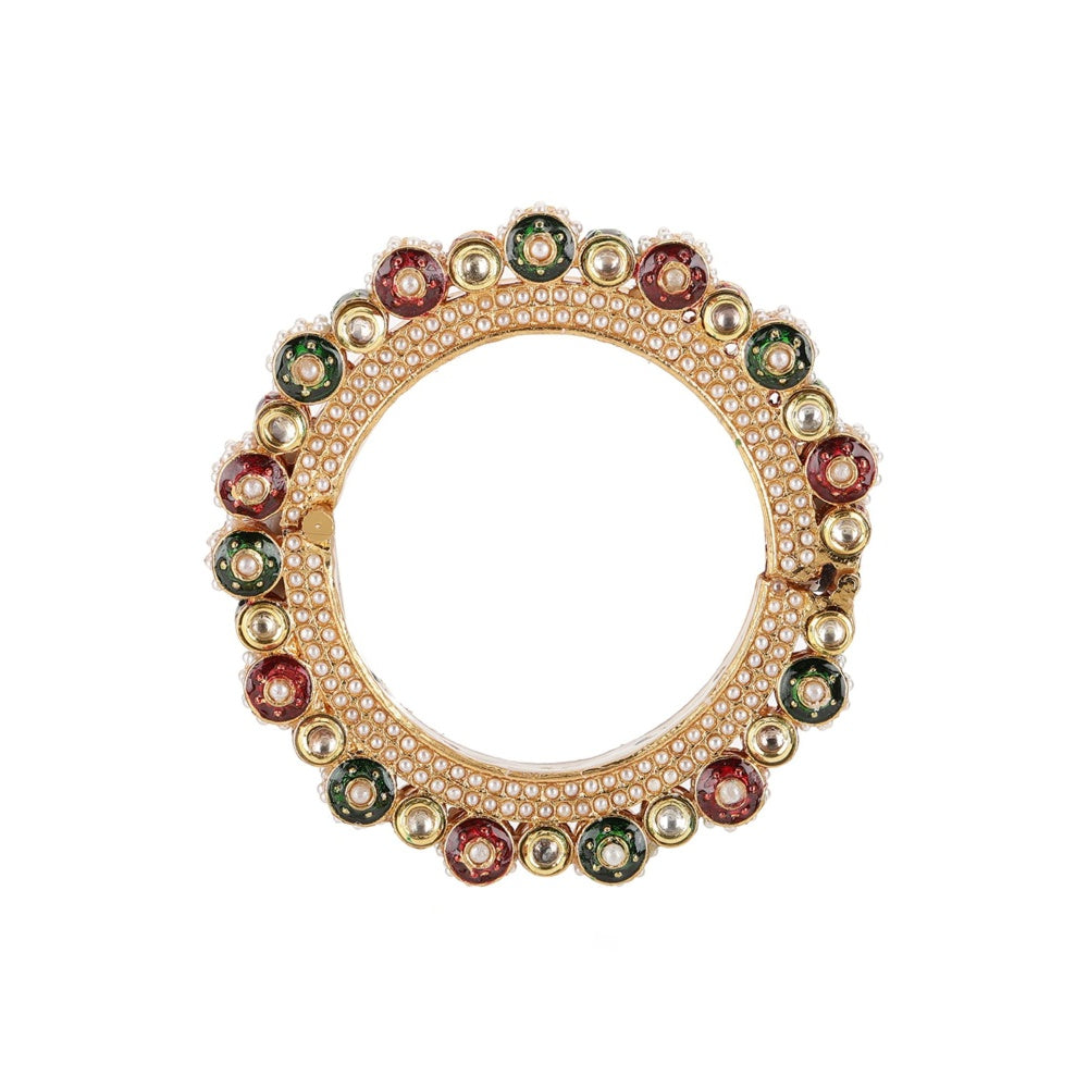 Ruby Raang Studio Handcrafted Heavy Bangles Green and Red (Set of 2)