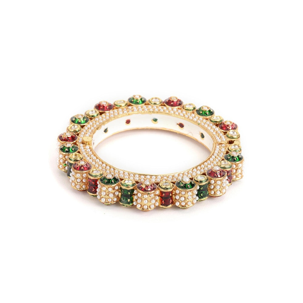 Ruby Raang Studio Handcrafted Heavy Bangles Green and Red (Set of 2)