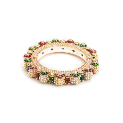 Ruby Raang Studio Handcrafted Heavy Bangles Green and Red (Set of 2)