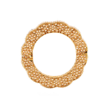 Ruby Raang Studio Handcrafted Pearl Heavy Bangles White (Set of 2)