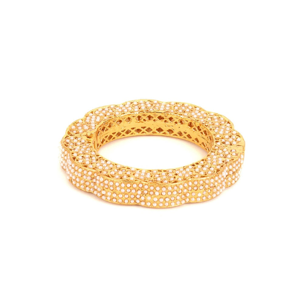 Ruby Raang Studio Handcrafted Pearl Heavy Bangles White (Set of 2)