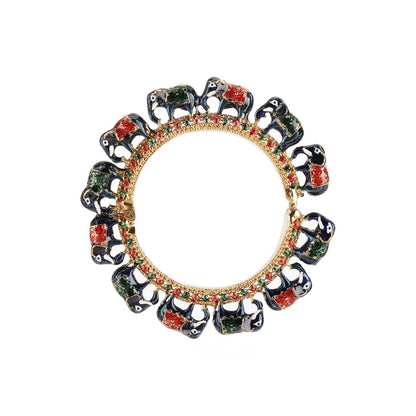 Ruby Raang Studio Handcrafted Kundan Heavy Bangle Green and Red, Blue