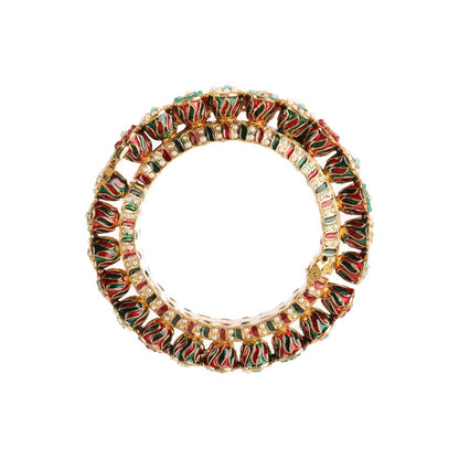 Ruby Raang Studio Handcrafted Pearl Heavy Bangle Blue and White