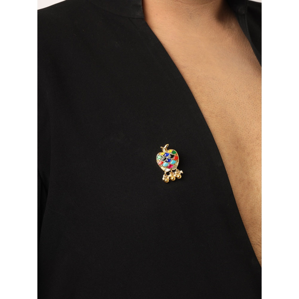 Ruby Raang Studio Apple Multi Stone Brooch