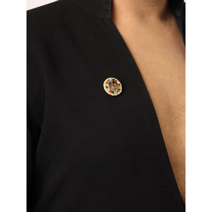 Ruby Raang Studio Navratan Radha Krishan Brooch