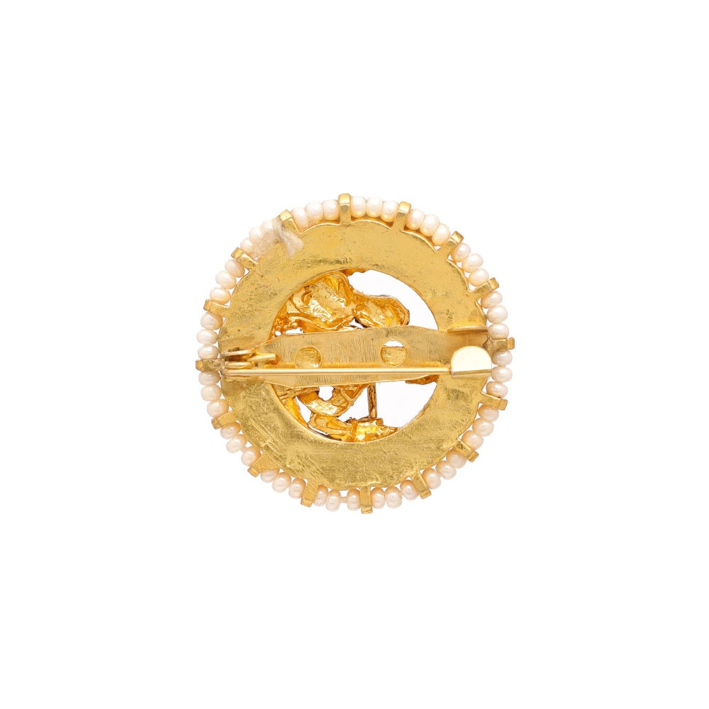 Ruby Raang Studio Navratan Radha Krishan Brooch
