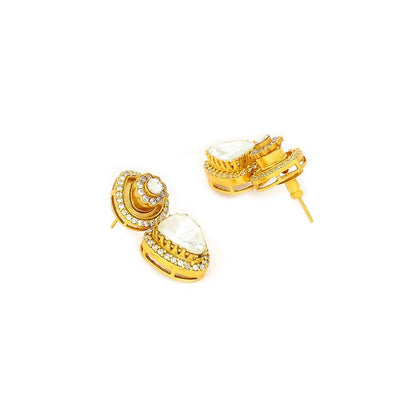 Ruby Raang Studio Gold Toned Kundan Earrings -White