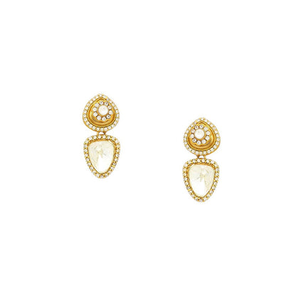 Ruby Raang Studio Gold Toned Kundan Earrings -White