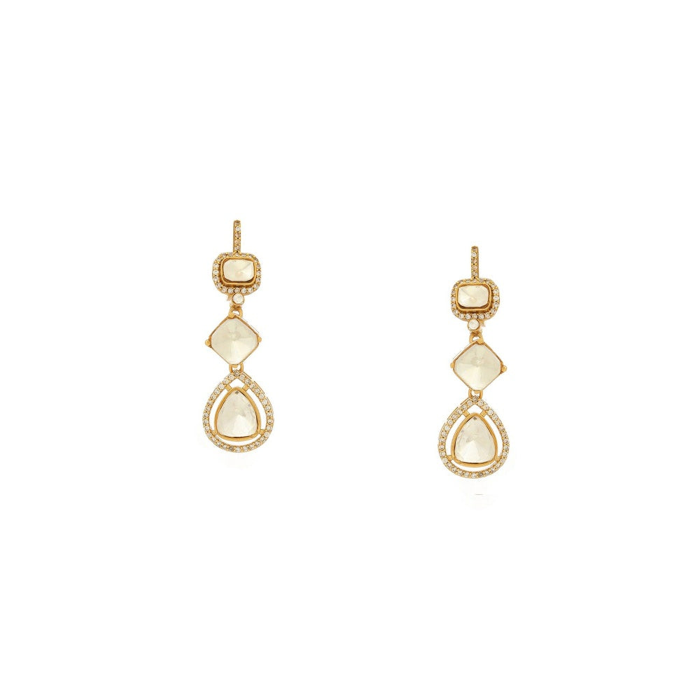 Ruby Raang Studio Women'S Long Kundan Earrings -White