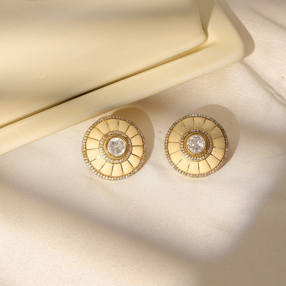 Ruby Raang Studio Women'S Kundan Pearl Earrings -Cream