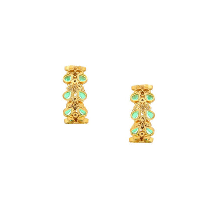 Ruby Raang Studio Women'S Natural Green Stone With Moissanite Diamond Earrings -Multi-Color