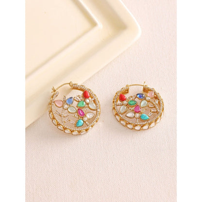 Ruby Raang Studio Navratan Round Earrings -Multi-Color