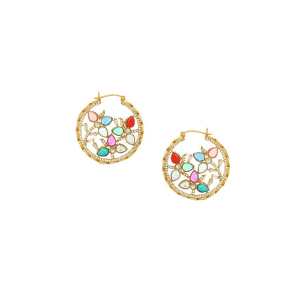 Ruby Raang Studio Navratan Round Earrings -Multi-Color