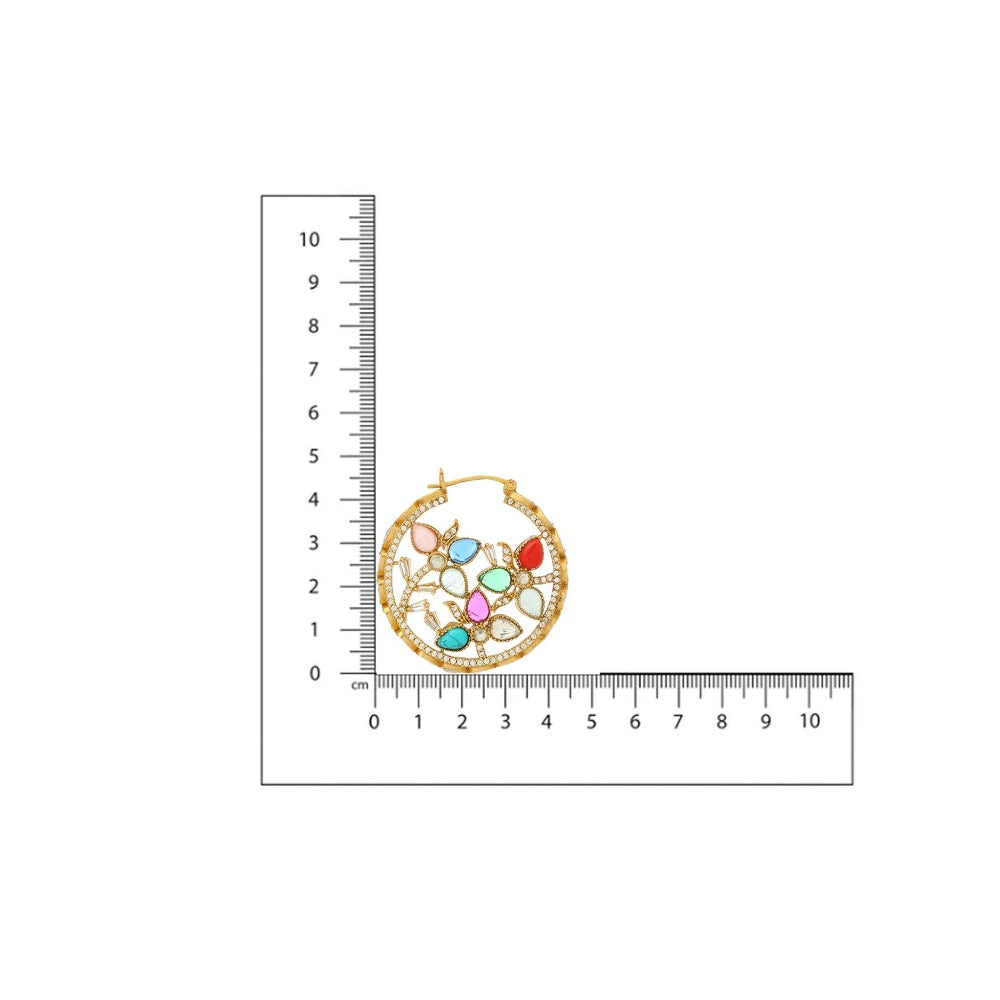 Ruby Raang Studio Navratan Round Earrings -Multi-Color