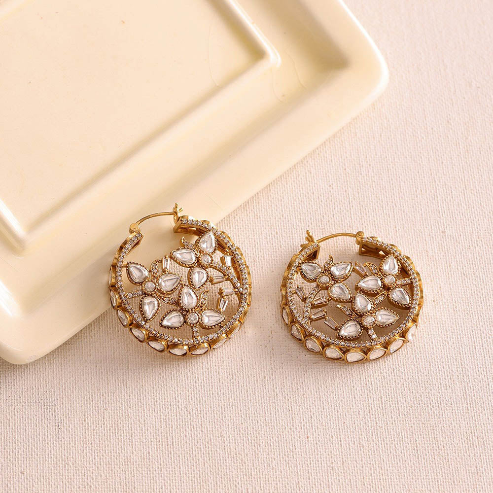 Ruby Raang Studio Moissanite Diamond Earrings -Gold